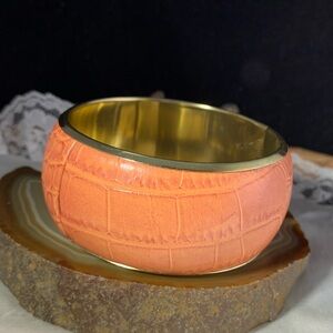 Elegant Orange Bangle Leather Chunky Bracelet